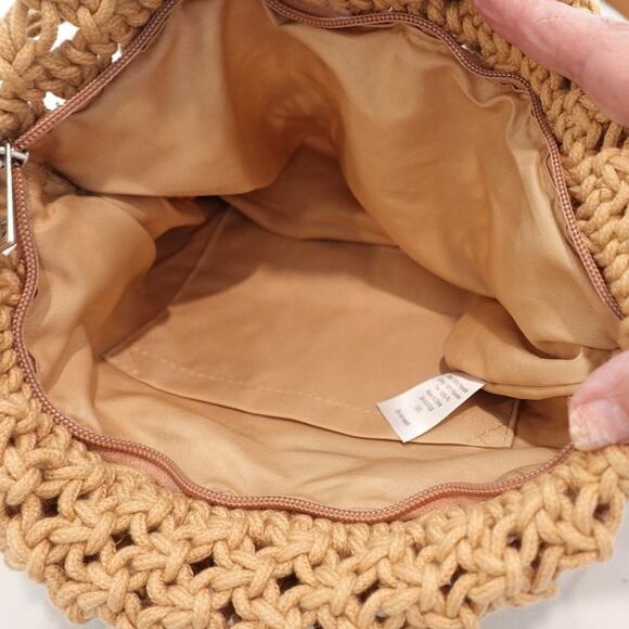 ZIPPER CLOSER TAN MACRAME RING CROSSBODY BOHO BAG - Picture 11 of 13